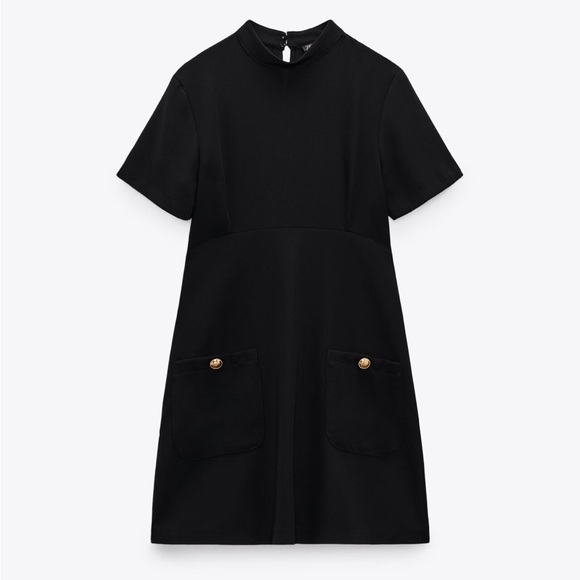 black dress with white collar zara zara peter pan collar Dress